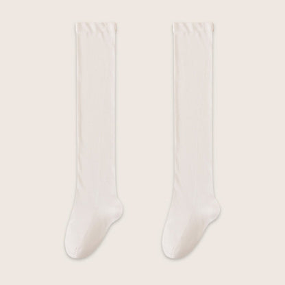 Kuschelige, einfarbige Schlafsocken aus Baumwolle, oberschenkelhoch (2 Paar) - Weiß - EU39-45 (US6-11) - image 4