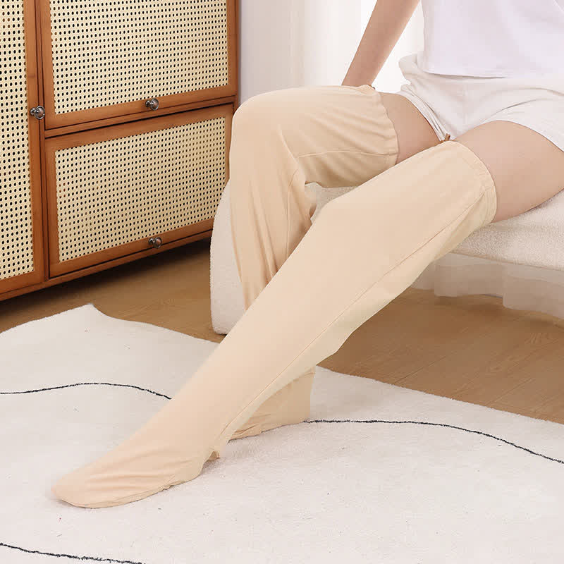 Minimal gerippte Overknee-Schlafsocken - Nackt - L - image 2
