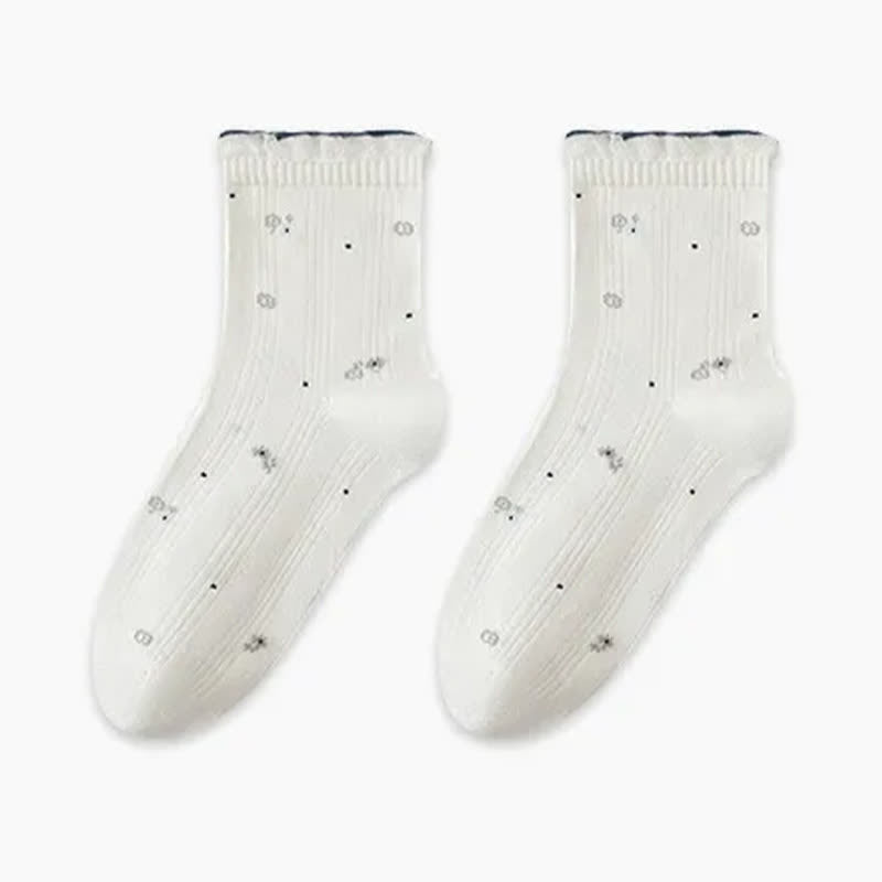 Schlafsocken aus reiner Baumwolle mit Blumenmuster (3 Paar) - Beige - EU35-39 (US2-6) - image 9