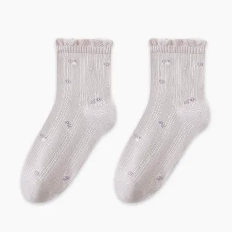 Schlafsocken aus reiner Baumwolle mit Blumenmuster (3 Paar) - Lila - EU35-39 (US2-6) - image 4