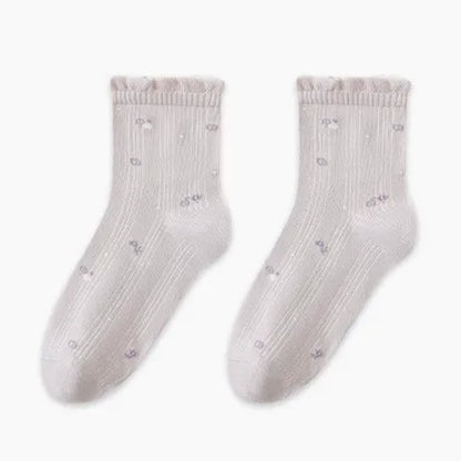 Schlafsocken aus reiner Baumwolle mit Blumenmuster (3 Paar) - Lila - EU35-39 (US2-6) - image 4