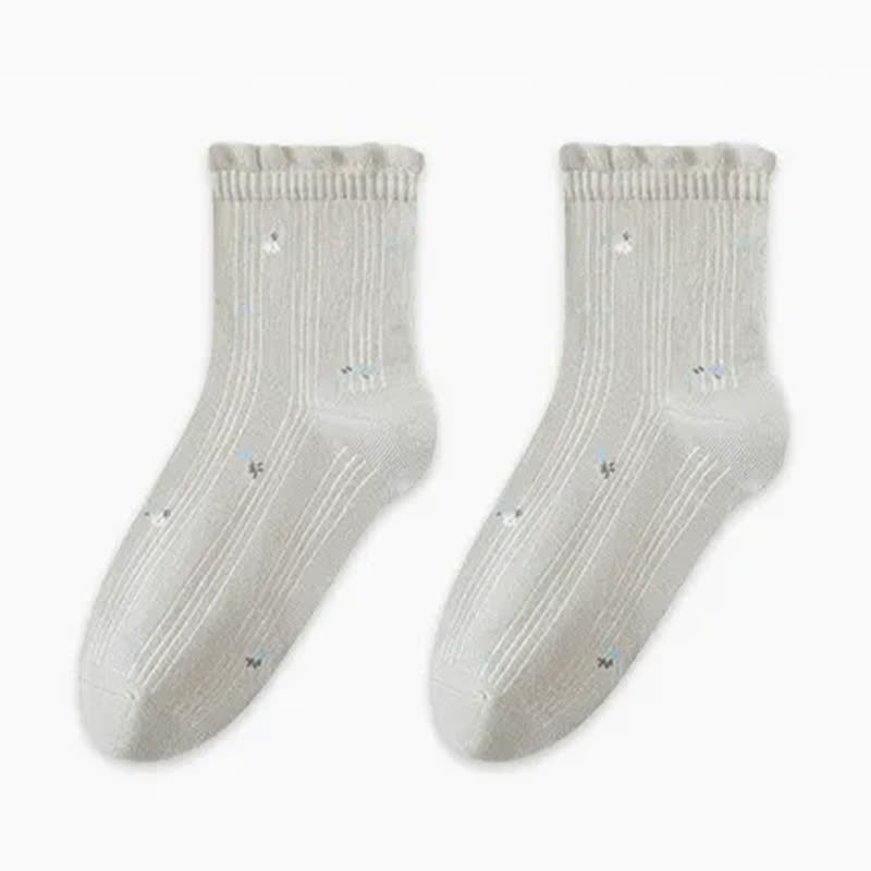 Schlafsocken aus reiner Baumwolle mit Blumenmuster (3 Paar) - Grau - EU35-39 (US2-6) - image 6