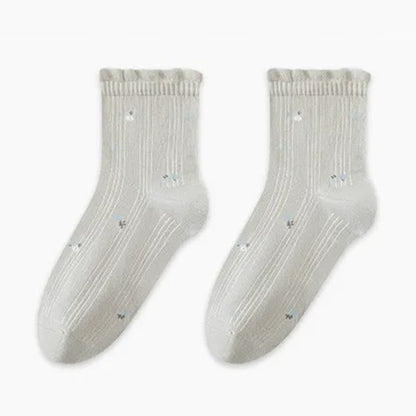 Schlafsocken aus reiner Baumwolle mit Blumenmuster (3 Paar) - Grau - EU35-39 (US2-6) - image 6