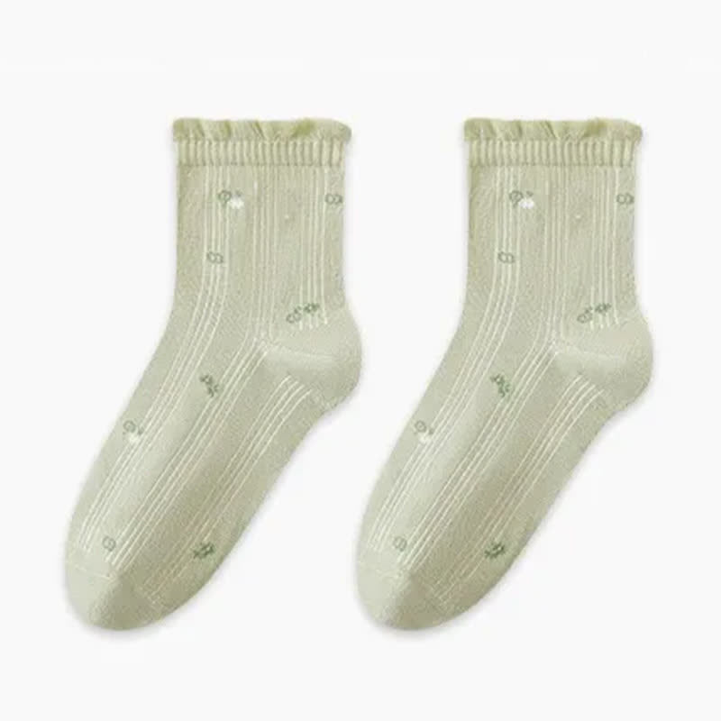 Schlafsocken aus reiner Baumwolle mit Blumenmuster (3 Paar) - Grün - EU35-39 (US2-6) - image 8