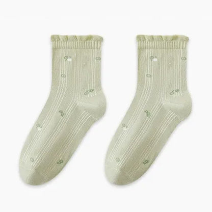 Schlafsocken aus reiner Baumwolle mit Blumenmuster (3 Paar) - Grün - EU35-39 (US2-6) - image 8