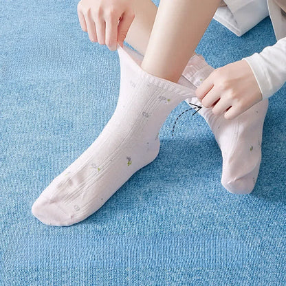 Schlafsocken aus reiner Baumwolle mit Blumenmuster (3 Paar) - image 1