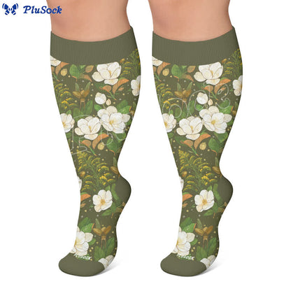 Kompressionsstrümpfe mit Blumenmuster und Schmetterlingsmotiv in Übergröße - image 5