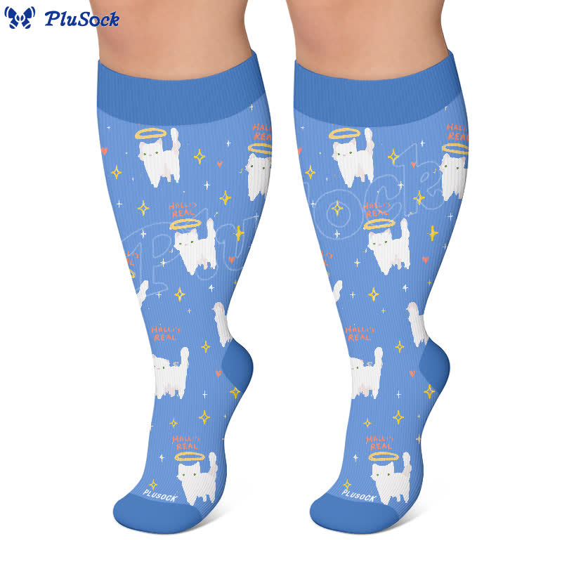 Kniestrümpfe mit Cartoon-Katze in Übergröße - image 6