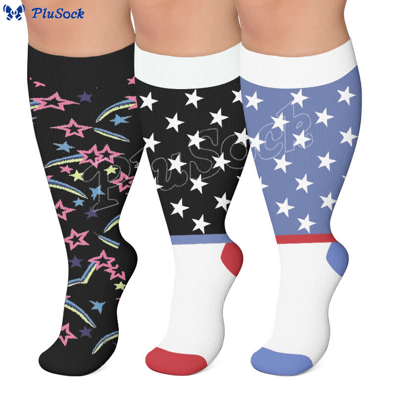 Plus Size Starry Mix Kompressionsstrümpfe - image 0