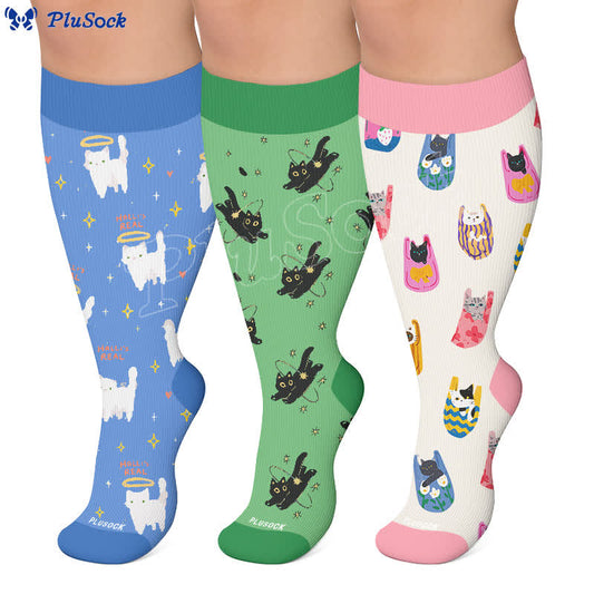 Kniestrümpfe mit Cartoon-Katze in Übergröße - image 0