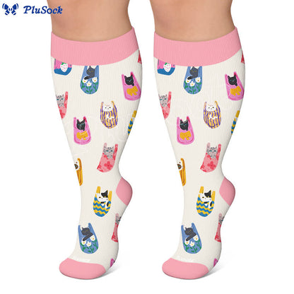 Kniestrümpfe mit Cartoon-Katze in Übergröße - image 5