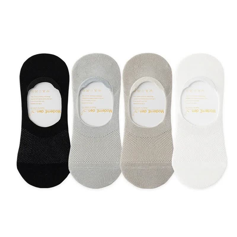 Unsichtbare Seiden-Loafer-Socken (4 Paar) - Mehrfarbig - EU38-45 (US5-11) - image 1