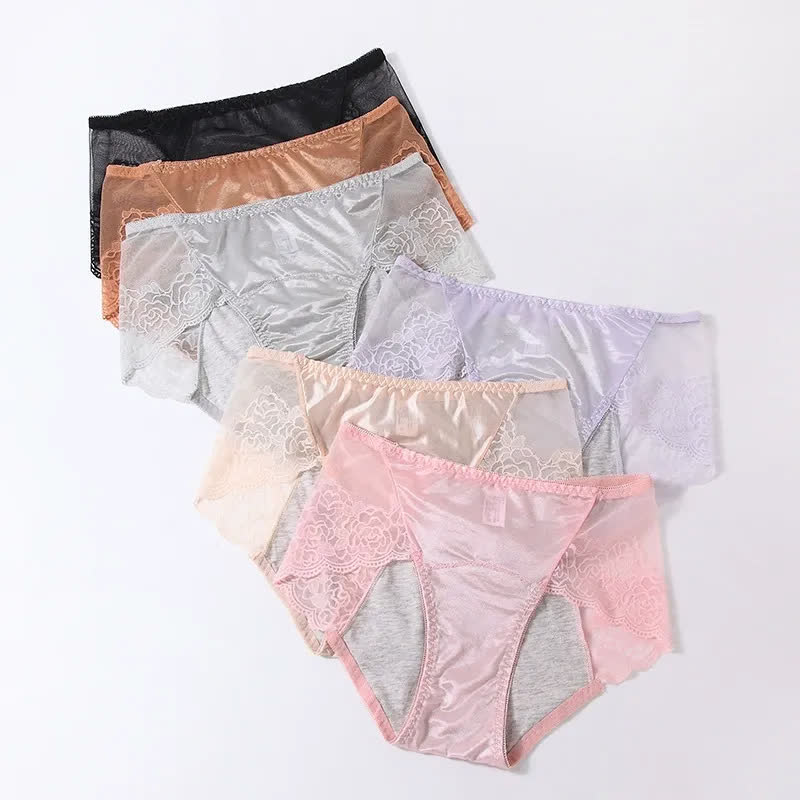 Formgebender Slip mit hohem Bund und Spitze (3er-Pack) - Aprikose+Rosa+Grau - 3XL - image 2