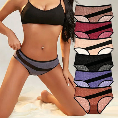 Slip mit Diamant-Mesh-Besatz (3er-Pack) - Aprikose+Rot+Braun - 2XL - image 0