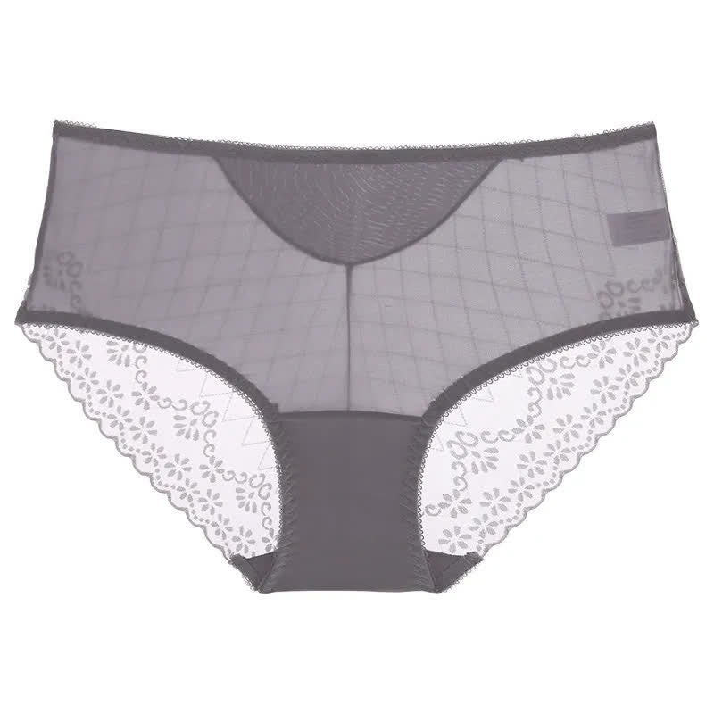 Hochtaillierter Slip aus Spitzenmesh (3er-Pack) - Grau - 2XL - image 3