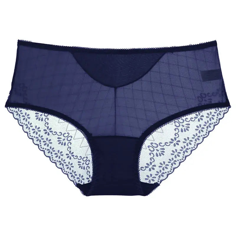 Hochtaillierter Slip aus Spitzenmesh (3er-Pack) - Dunkelblau - 2XL - image 5