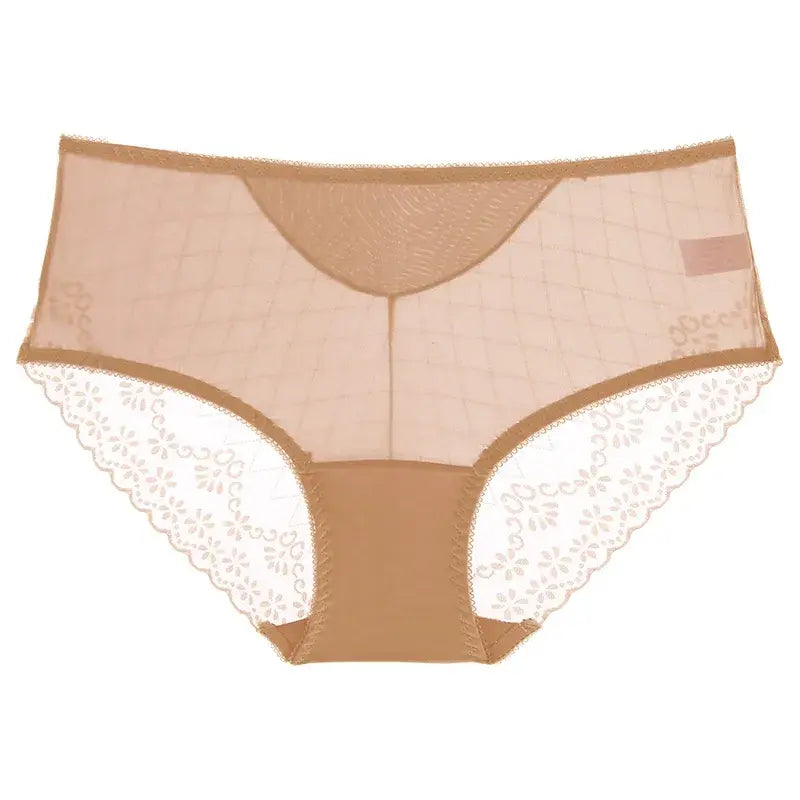 Hochtaillierter Slip aus Spitzenmesh (3er-Pack) - Aprikose - 2XL - image 8