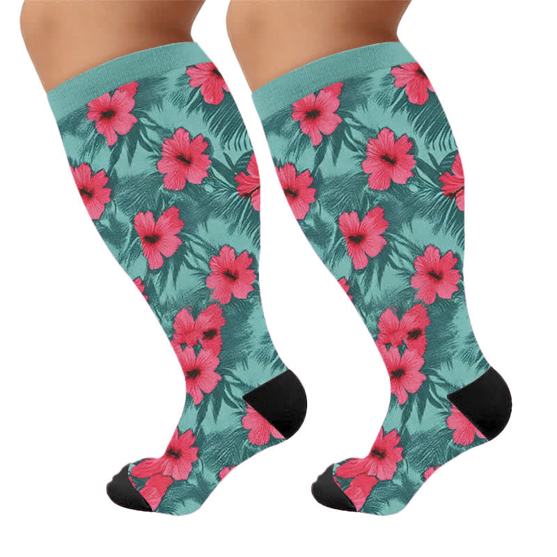 Kompressionsstrümpfe in Übergröße von Bold Blossom - Blau (1 Paar) - 4XL - image 7