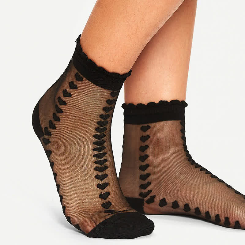Transparente Herzchen-Viertelsocken (4 Paar) - image 2
