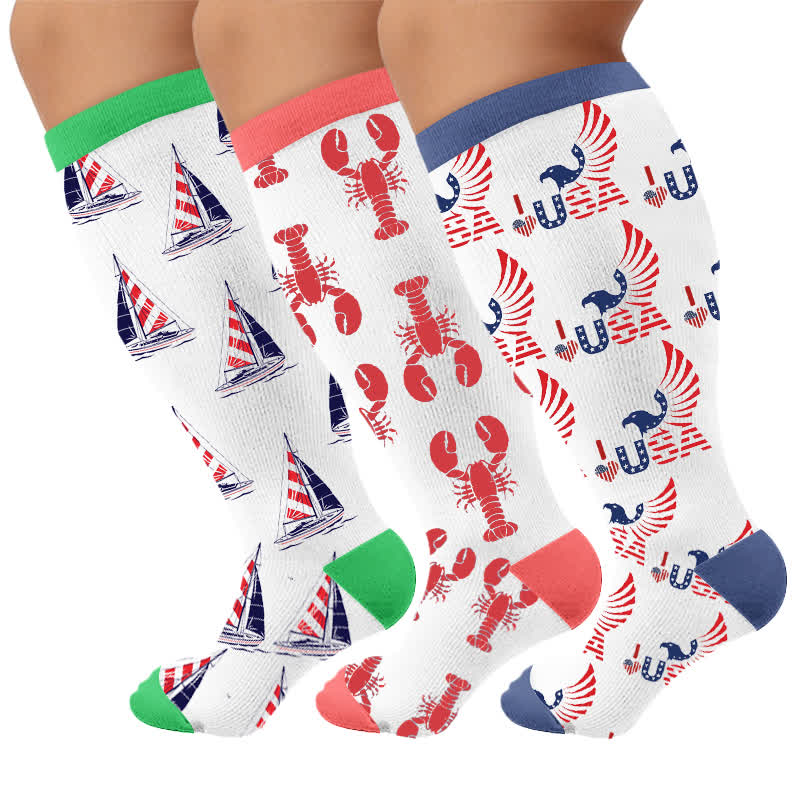 Kompressionsstrümpfe in Übergröße mit Flaggenfarben - Mehrfarbig (3 Paare) - 4XL - image 4