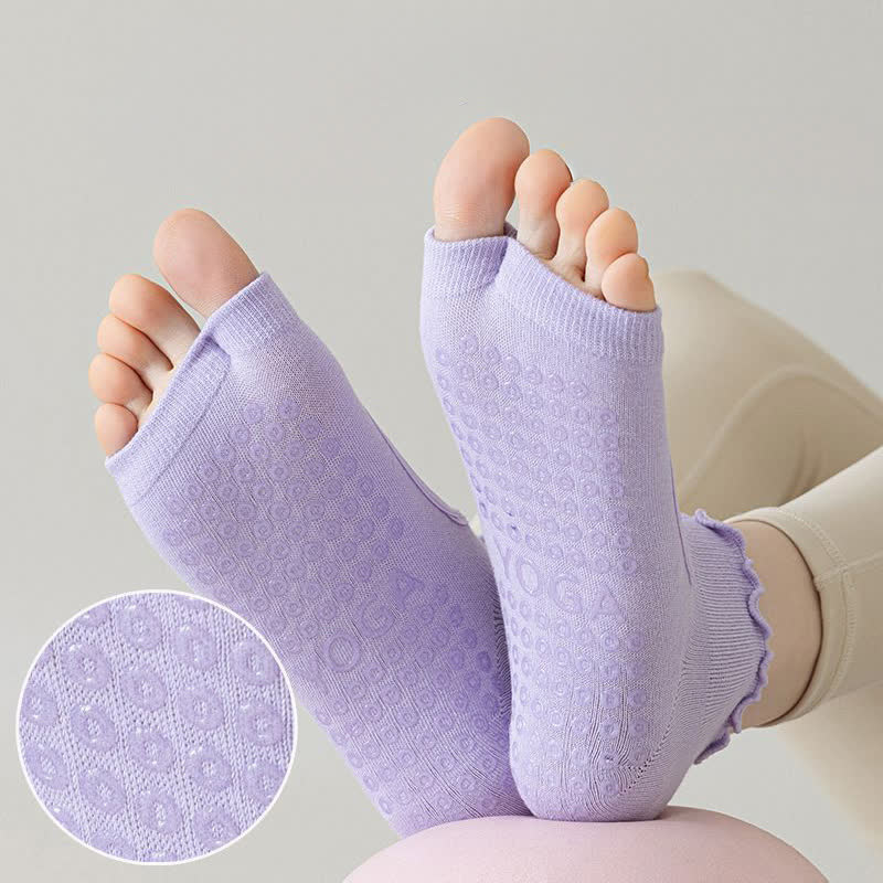 Offene Zehensocken aus Baumwolle mit rutschfester Sohle (5 Paar) - image 4