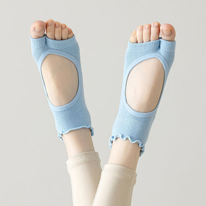 Offene Zehensocken aus Baumwolle mit rutschfester Sohle (5 Paar) - Blau - EU35-40 (US2-7) - image 2