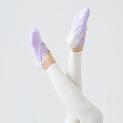 Socken mit gekreuzten Riemen und rutschfestem Griff (3 Paar) - Lila - Einheitsgröße - image 4