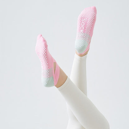 Socken mit gekreuzten Riemen und rutschfestem Griff (3 Paar) - Rosa - Einheitsgröße - image 3