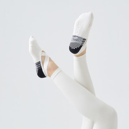 Socken mit gekreuzten Riemen und rutschfestem Griff (3 Paar) - Weiß - Einheitsgröße - image 5