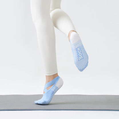 Socken mit gekreuzten Riemen und rutschfestem Griff (3 Paar) - Blau - Einheitsgröße - image 2