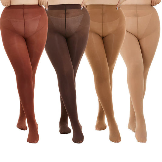 Formende High-Waist-Strumpfhosen (3 Paar) - Braun + Nude + Karamell - 3XL-4XL - image 0