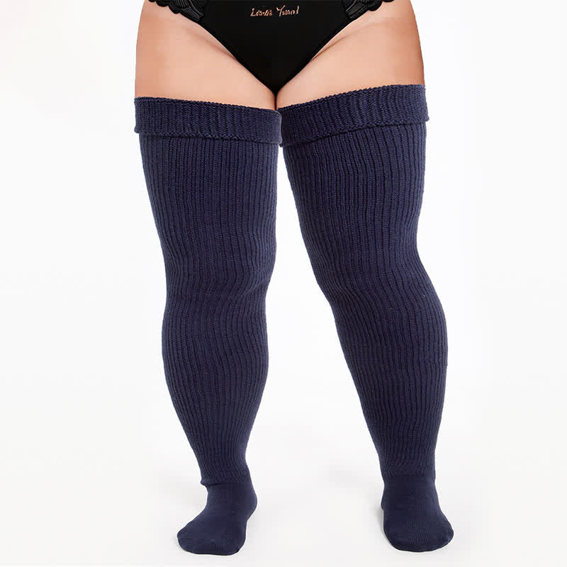 Retro-Sport-Oberschenkelstrümpfe - Marineblau - Einheitsgröße - Mit elastischem Band - image 2