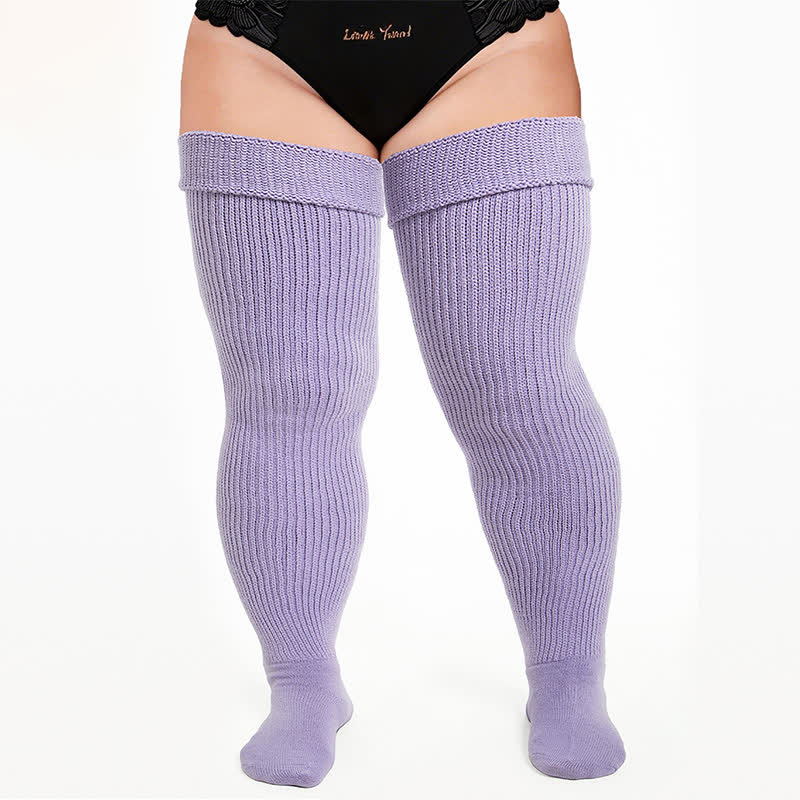 Retro-Sport-Oberschenkelstrümpfe - Hellviolett - Einheitsgröße - Mit elastischem Band - image 6