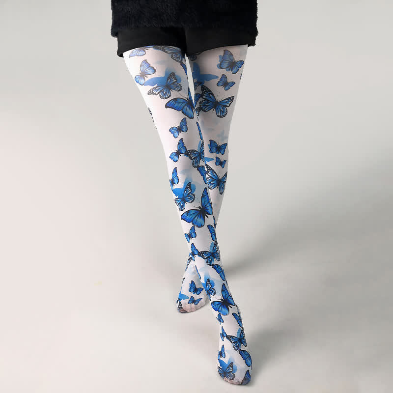 Strumpfhose mit Schmetterlingsmuster für den Alltag - A - Einheitsgröße - image 0