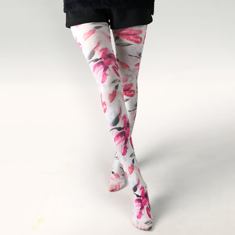 Strumpfhose mit Schmetterlingsmuster für den Alltag - B - Einheitsgröße - image 1