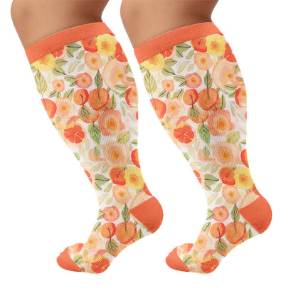 Kompressionsstrümpfe mit Fruchtmuster in Übergröße - Orange (1 Paar) - 4XL - image 8