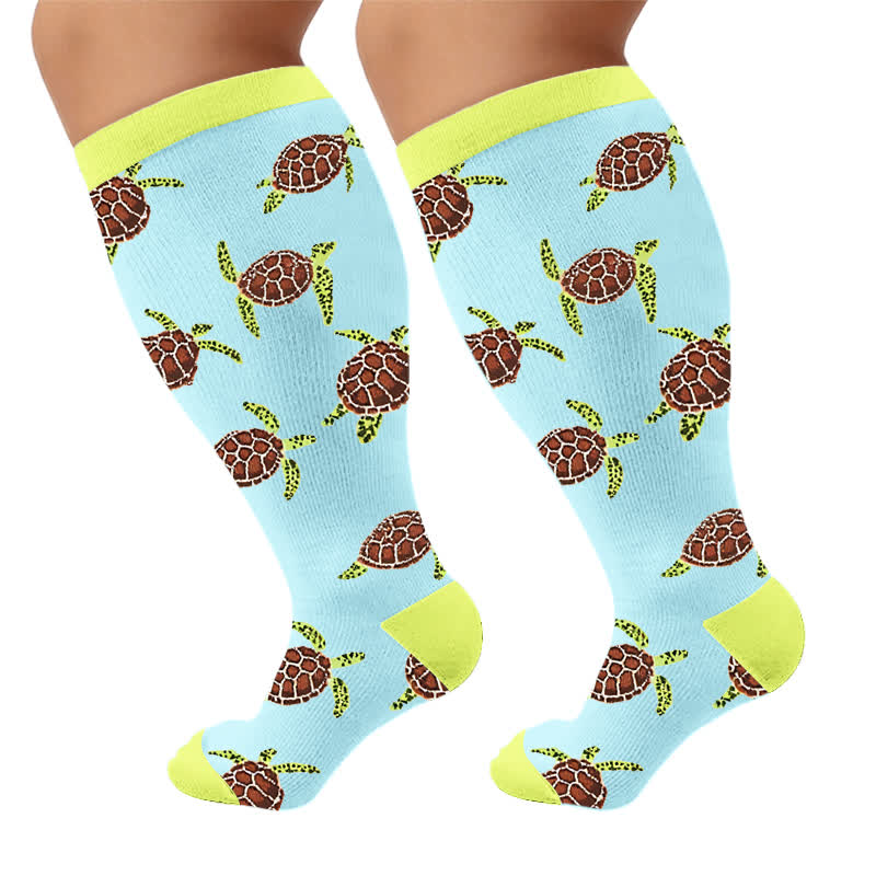 Kompressionsstrümpfe mit Tiermotiven in Übergröße - Gelb (1 Paar) - 4XL - image 10