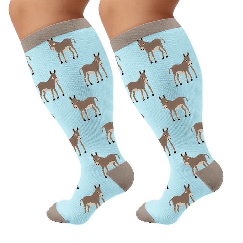 Kompressionsstrümpfe mit Tiermotiven in Übergröße - Braun (1 Paar) - 4XL - image 8