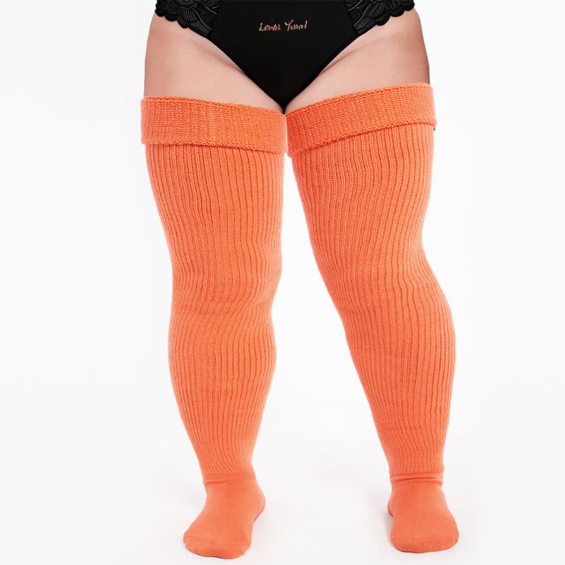 Gerippte Sport-Oberschenkelhohe Socken - Orange - Einheitsgröße - Mit elastischem Band - image 10