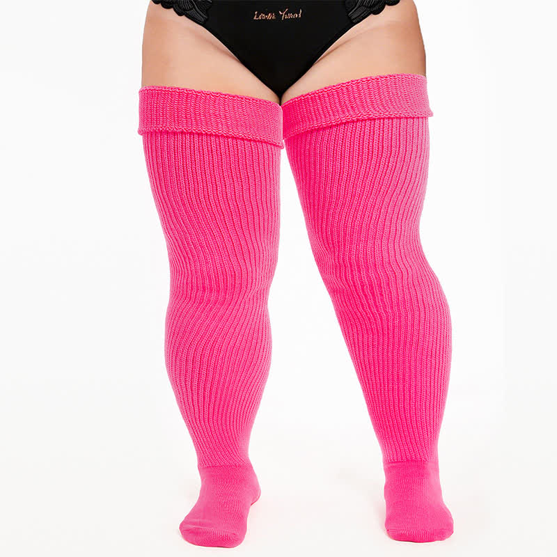 Gerippte Sport-Oberschenkelhohe Socken - Rosa - Einheitsgröße - Mit elastischem Band - image 2