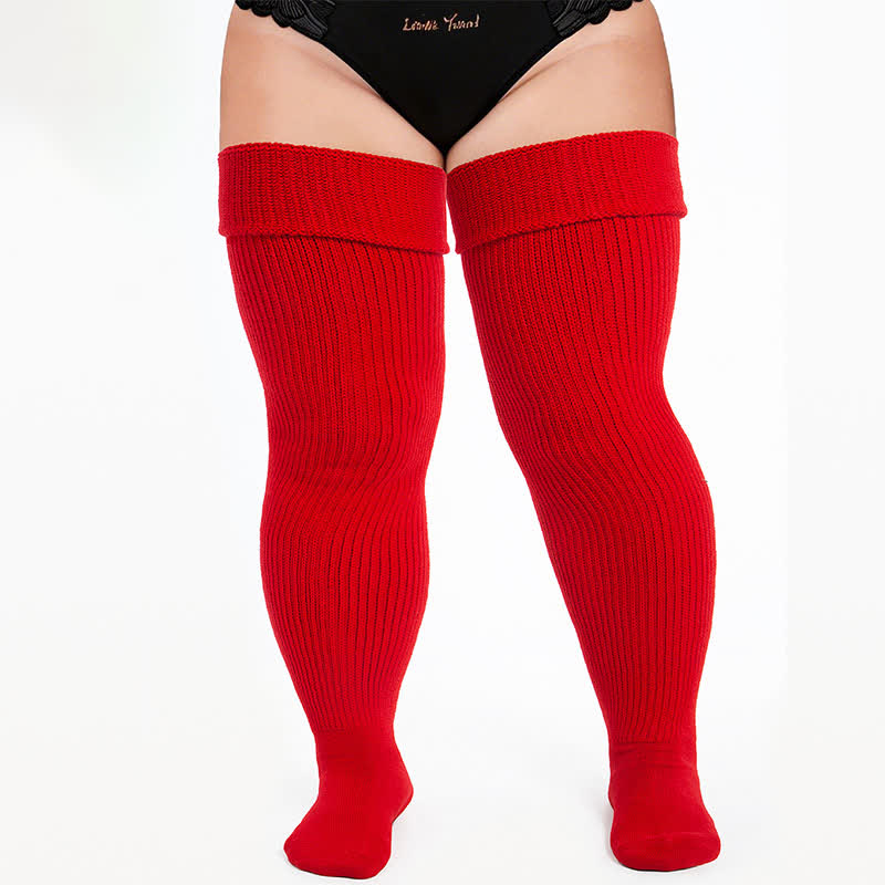Gerippte Sport-Oberschenkelhohe Socken - Rot - Einheitsgröße - Mit elastischem Band - image 3