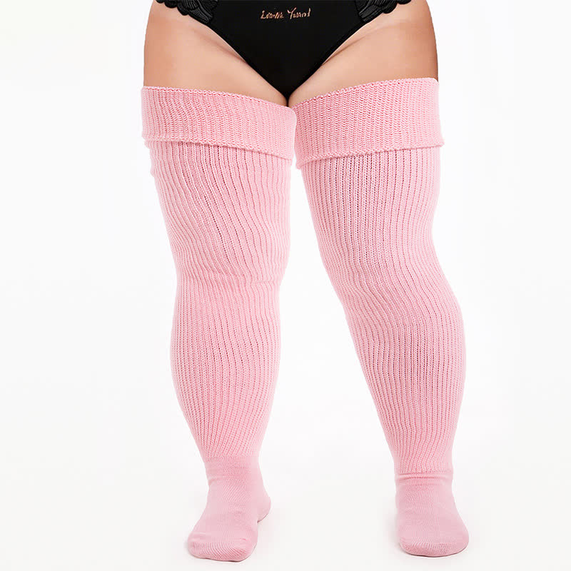Gerippte Sport-Oberschenkelhohe Socken - Hellrosa - Einheitsgröße - Mit elastischem Band - image 11