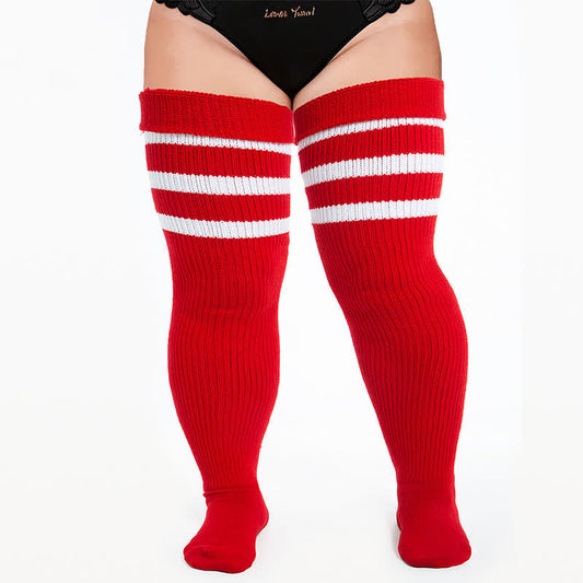 Gerippte Sport-Oberschenkelhohe Socken - Rot-A - Einheitsgröße - Mit elastischem Band - image 0