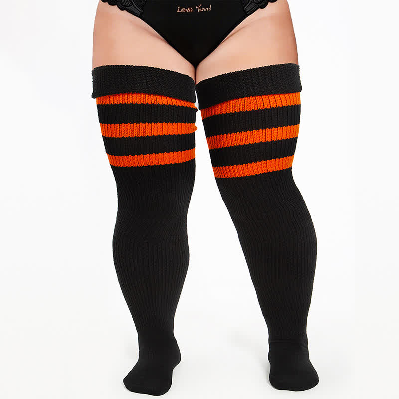 Gerippte Sport-Oberschenkelhohe Socken - Schwarz-A - Einheitsgröße - Mit elastischem Band - image 1