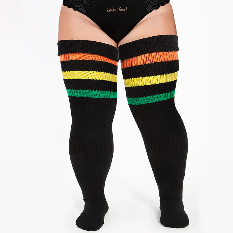 Gerippte Sport-Oberschenkelhohe Socken - Schwarz-C - Einheitsgröße - Mit elastischem Band - image 7