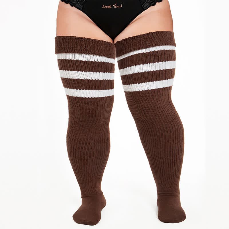 Gerippte Sport-Oberschenkelhohe Socken - Kaffee - Einheitsgröße - Mit elastischem Band - image 8