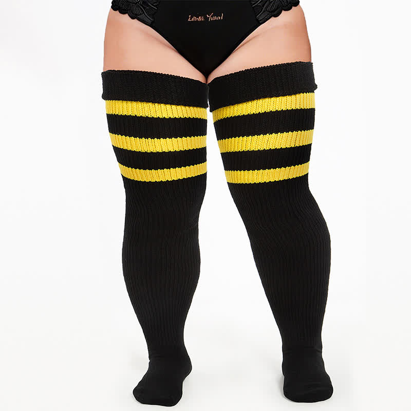 Gerippte Sport-Oberschenkelhohe Socken - Schwarz-B - Einheitsgröße - Mit elastischem Band - image 4