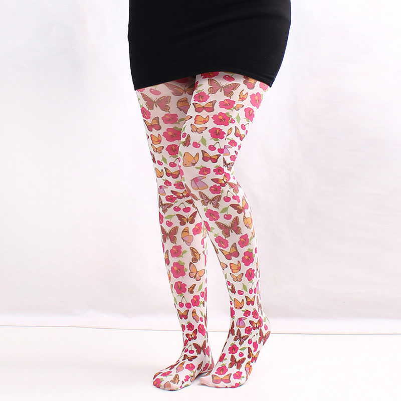 Alltagsstrumpfhose mit Blumenmuster - B - Einheitsgröße - image 1