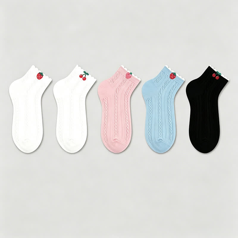 Kirschrote gerippte Baumwollsocken (2 Paar) - image 1