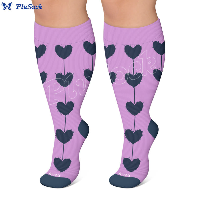 Plus Size Floral Nordic Heart Compression Socken - image 4